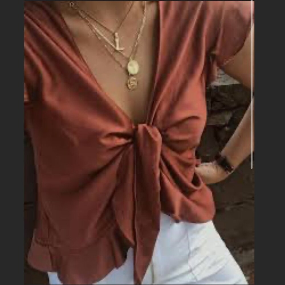 Oysho | Satin tie up blouse | Sz Small